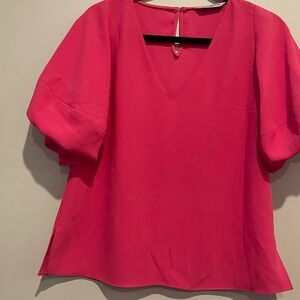 Amanda Uprichard Fuchsia V-Neck Blouse